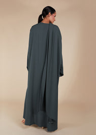 Pave Trim Abaya Grey