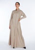 Waist Pleat Cotton Maxi Beige | Modest Maxi Dress | Aab Modest Wear