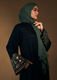 Landscape Green Chiffon Silk Hijab | Hijabs |  Aab Modest Wear