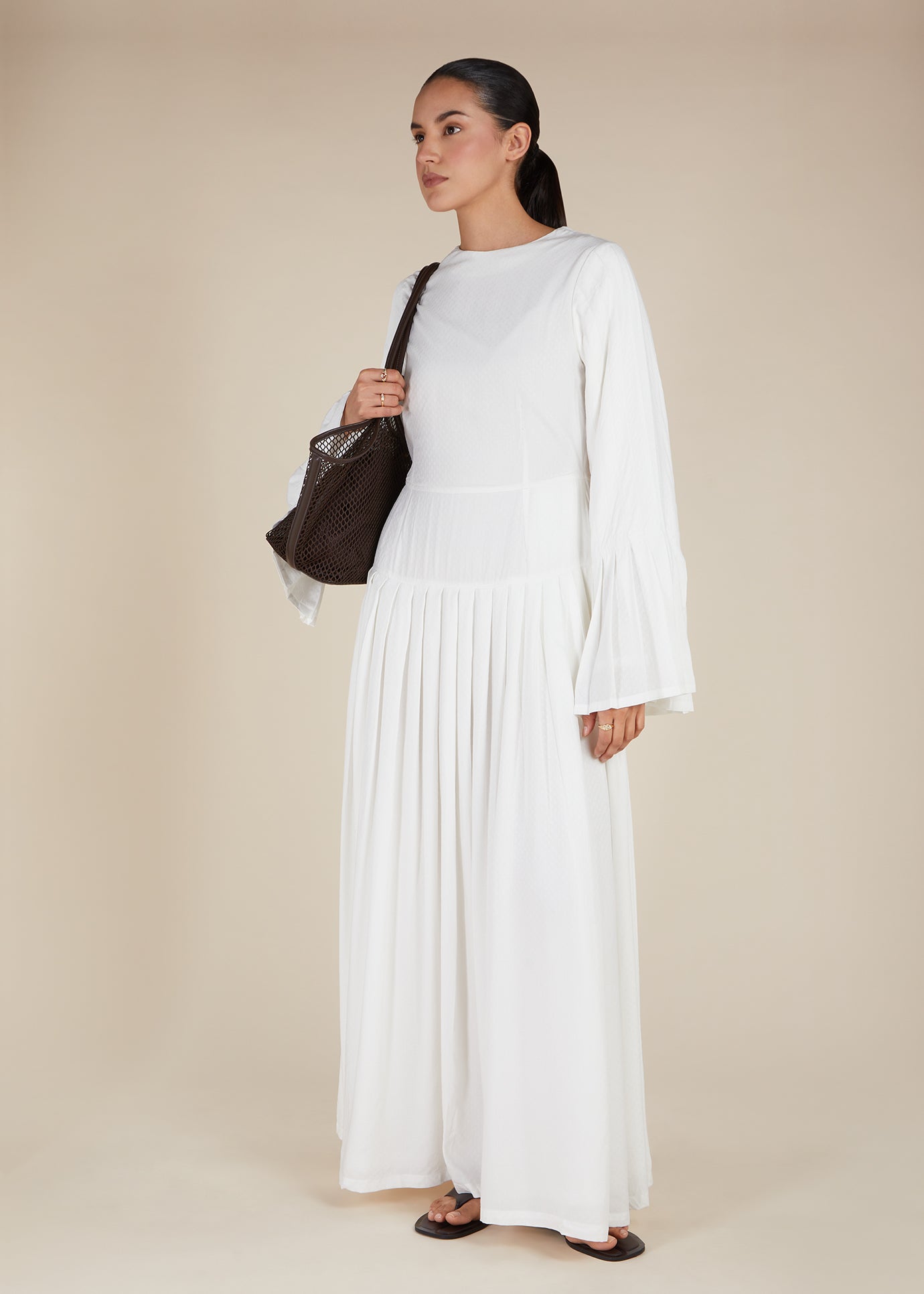 Fan Sleeve Maxi White | Modest Maxi Dresses | Aab Modest Wear M / 52 Fan Sleeve Maxi White | Modest Maxi Dresses | Aab Modest Wear M / 52
