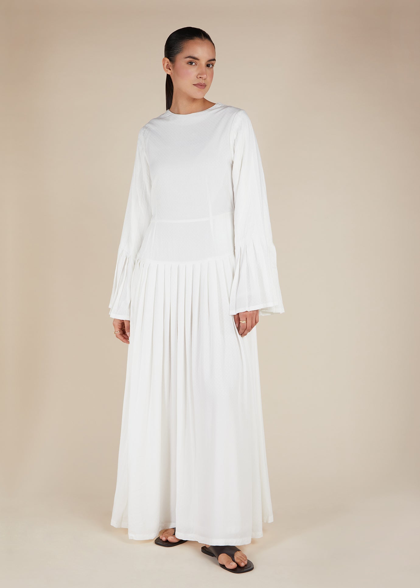 Fan Sleeve Maxi White | Modest Maxi Dresses | Aab Modest Wear M / 52 Fan Sleeve Maxi White | Modest Maxi Dresses | Aab Modest Wear M / 52