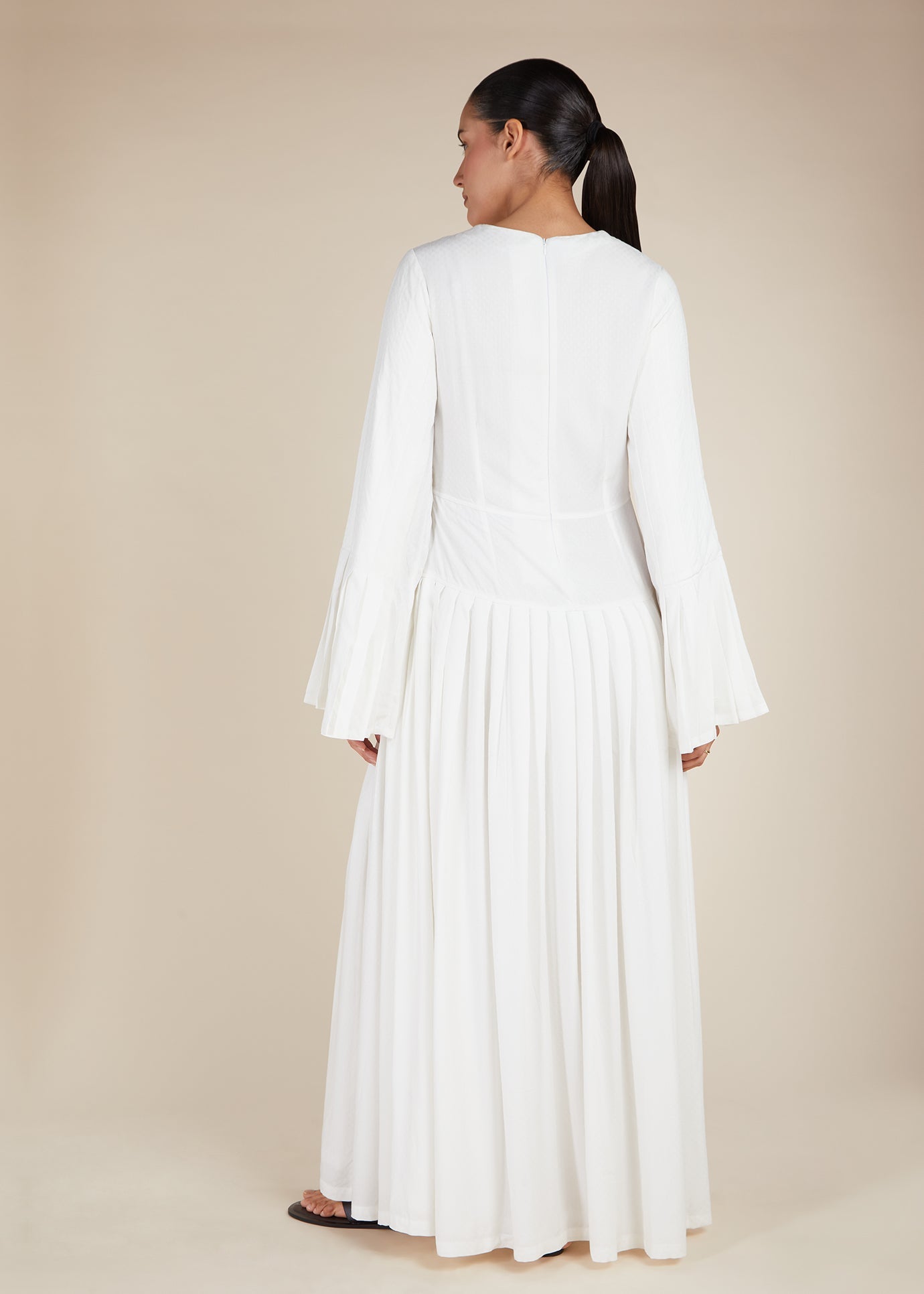 Fan Sleeve Maxi White | Modest Maxi Dresses | Aab Modest Wear M / 52 Fan Sleeve Maxi White | Modest Maxi Dresses | Aab Modest Wear M / 52