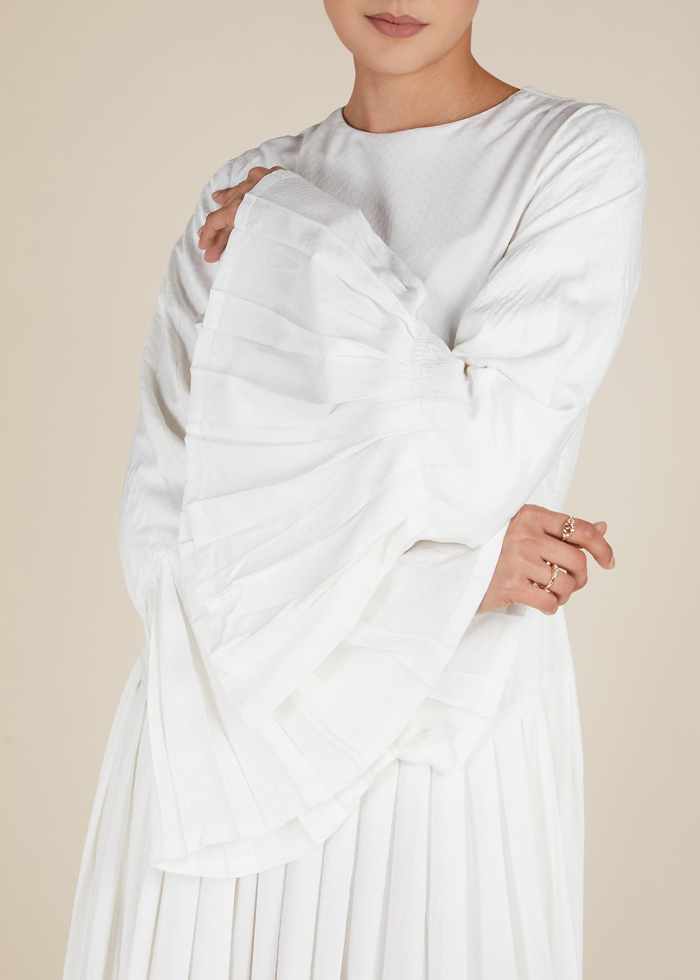 Fan Sleeve Maxi White | Modest Maxi Dresses | Aab Modest Wear M / 52 Fan Sleeve Maxi White | Modest Maxi Dresses | Aab Modest Wear M / 52