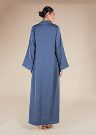 Fringed Open Abaya Blue