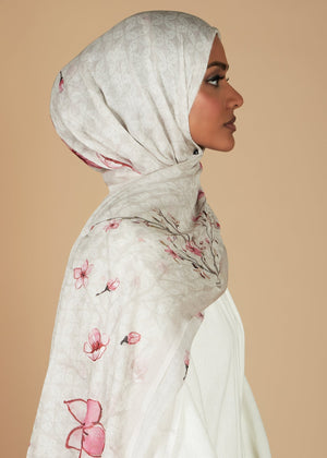 Frangipani Print Hijab | Hijabs | Aab Modest Wear