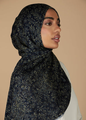 Midnight Flora Print Hijab | HIjabs | Aab Modest Wear