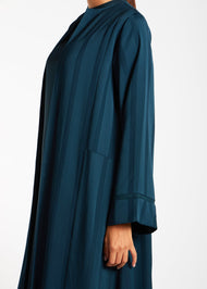 Lace Trim Open Abaya Green