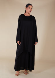 Layered Abaya Dark Grey