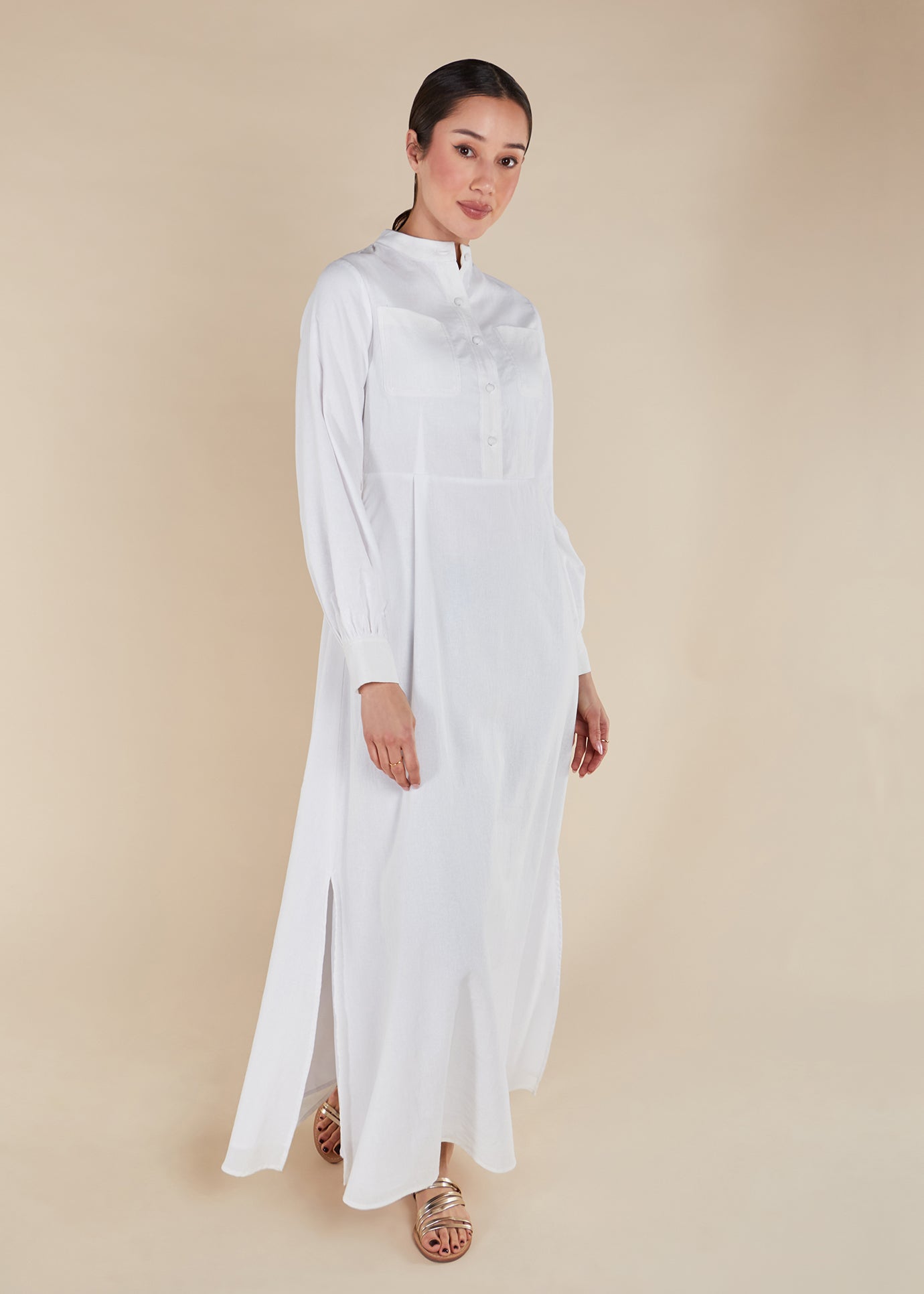 Linen Mandarin Neck Maxi | Modest Maxi Dresses Linen Mandarin Neck Maxi | Modest Maxi Dresses