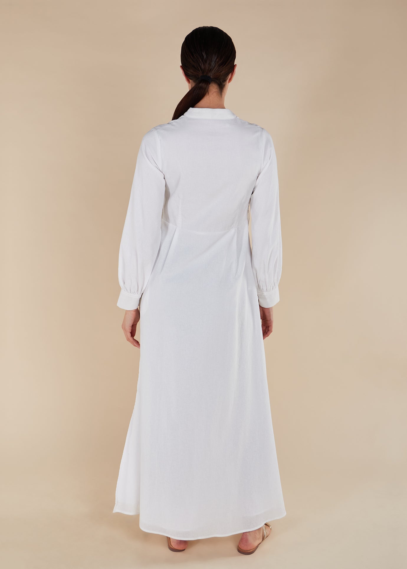long sleeve white maxi dress modest Linen Mandarin Neck Maxi | Modest Maxi Dresses