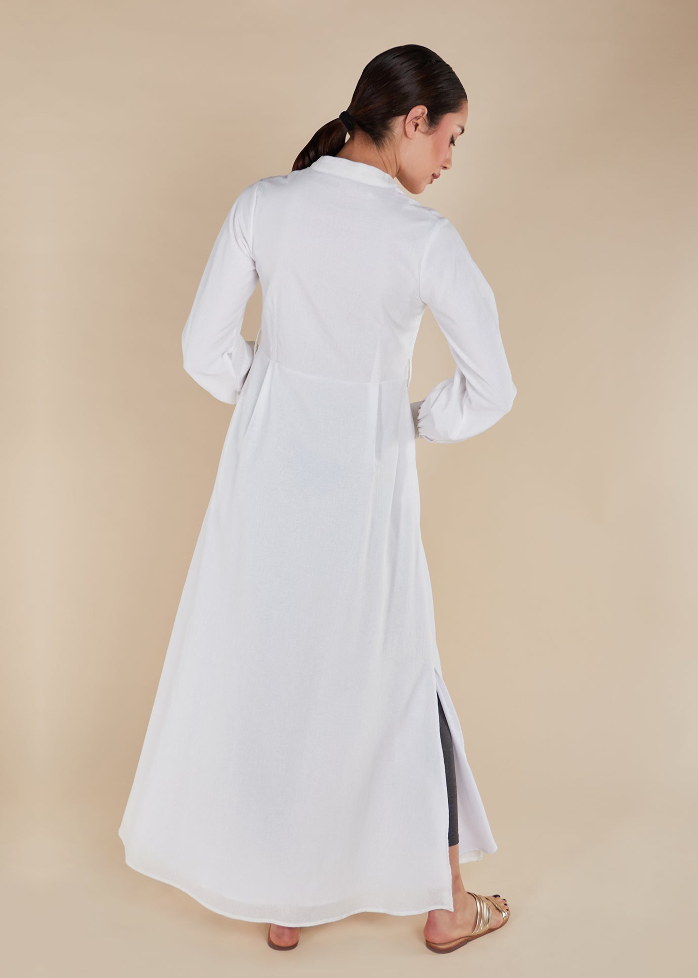 Linen Mandarin Neck Maxi | Modest Maxi Dresses | Aab Modest Wear S / 58 Linen Mandarin Neck Maxi | Modest Maxi Dresses | Aab Modest Wear S / 58