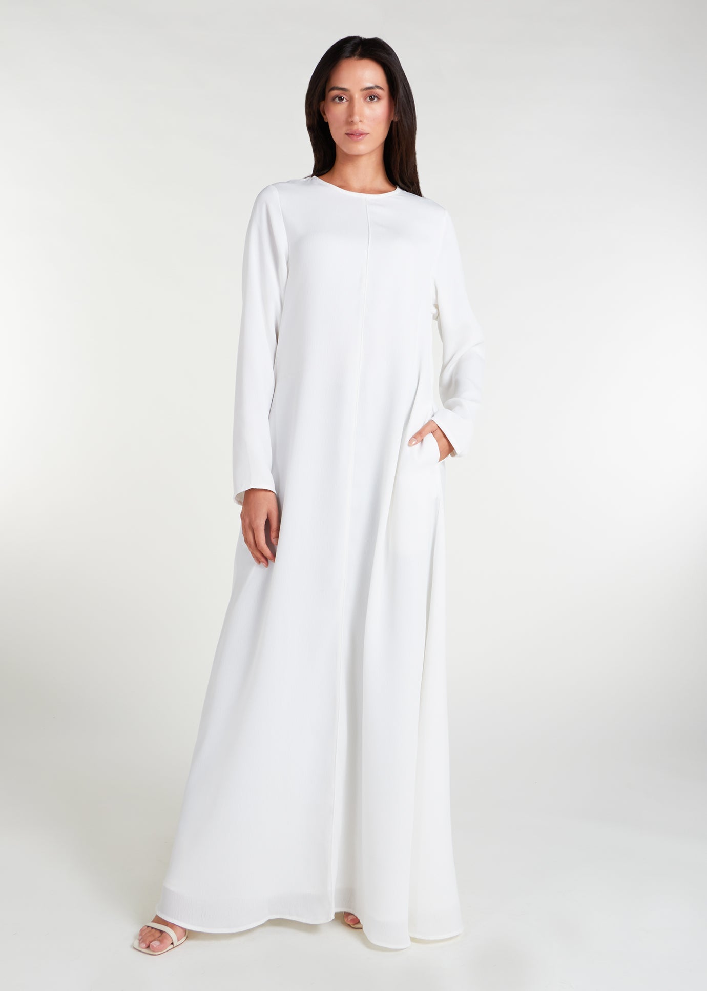 abaya maxi dress Two Piece Open Abaya with Slip Black