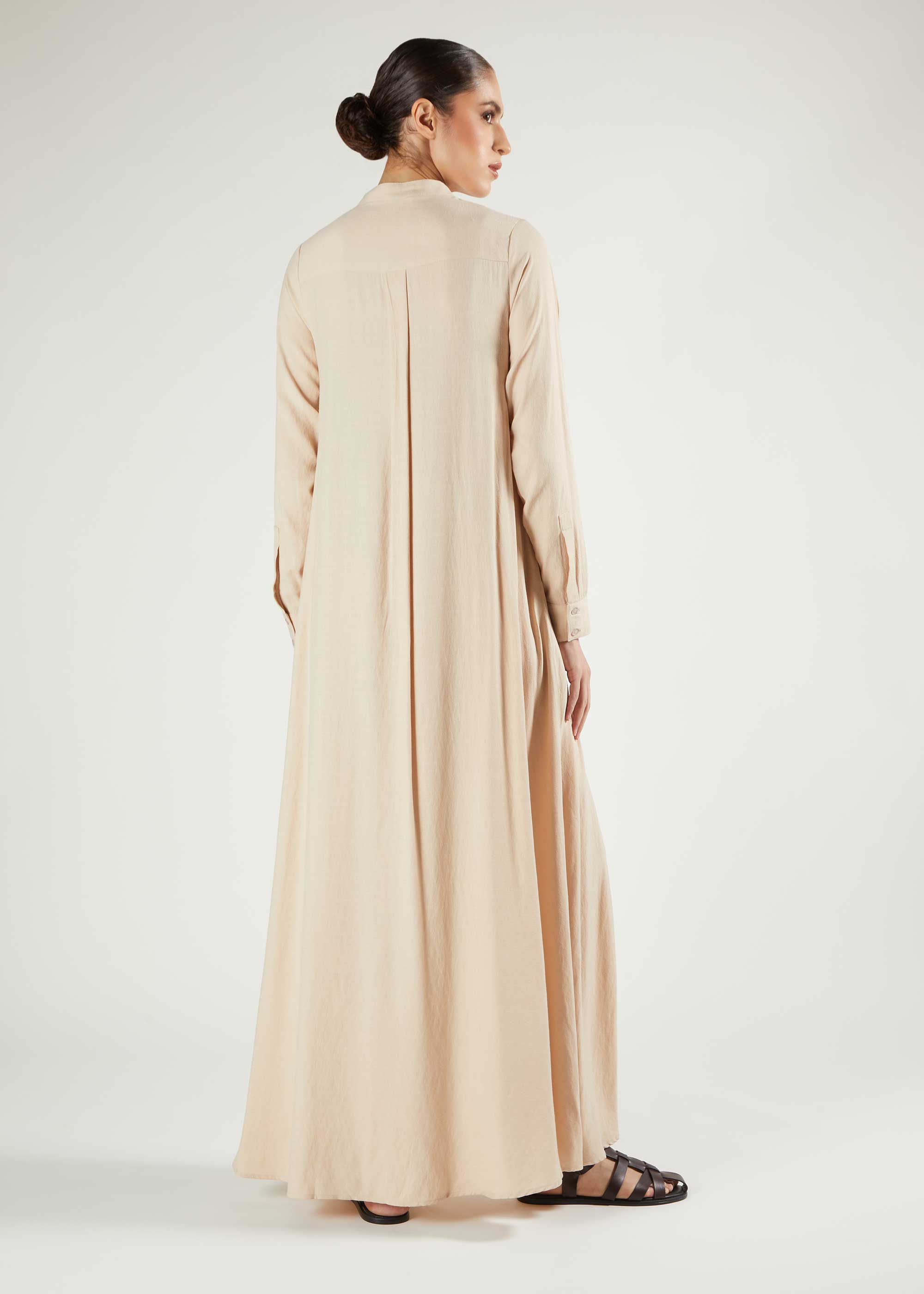 Long Shirt Abaya Natural | Modest Abayas | Aab Modest Wear S / 58 Long Shirt Abaya Natural | Modest Abayas | Aab Modest Wear S / 58