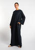 Navy Linen Boat Neck Abaya