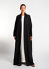 Pleated Open Abaya Black