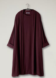 Girls Two Piece Open Abaya With Slip Burgundy
