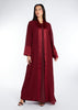 Crinkled Chiffon Open Abaya Burgundy | Abayas | Aab Modest Wear