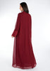 Crinkled Chiffon Open Abaya Burgundy | Abayas | Aab Modest Wear