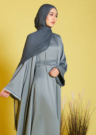 Fringed Open Abaya Sage | Abayas | Aab Modest Wear