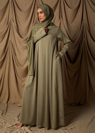 Soft Satin Abaya Olive