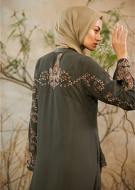 Deep Green Paisley Abaya | Abayas | Aab Modest Wear