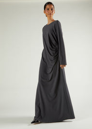 Side Pleat Abaya Charcoal