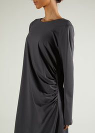 Side Pleat Abaya Charcoal