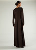 Side Pleat Abaya Dark Brown