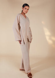 Side Wrap Co-Ord Beige