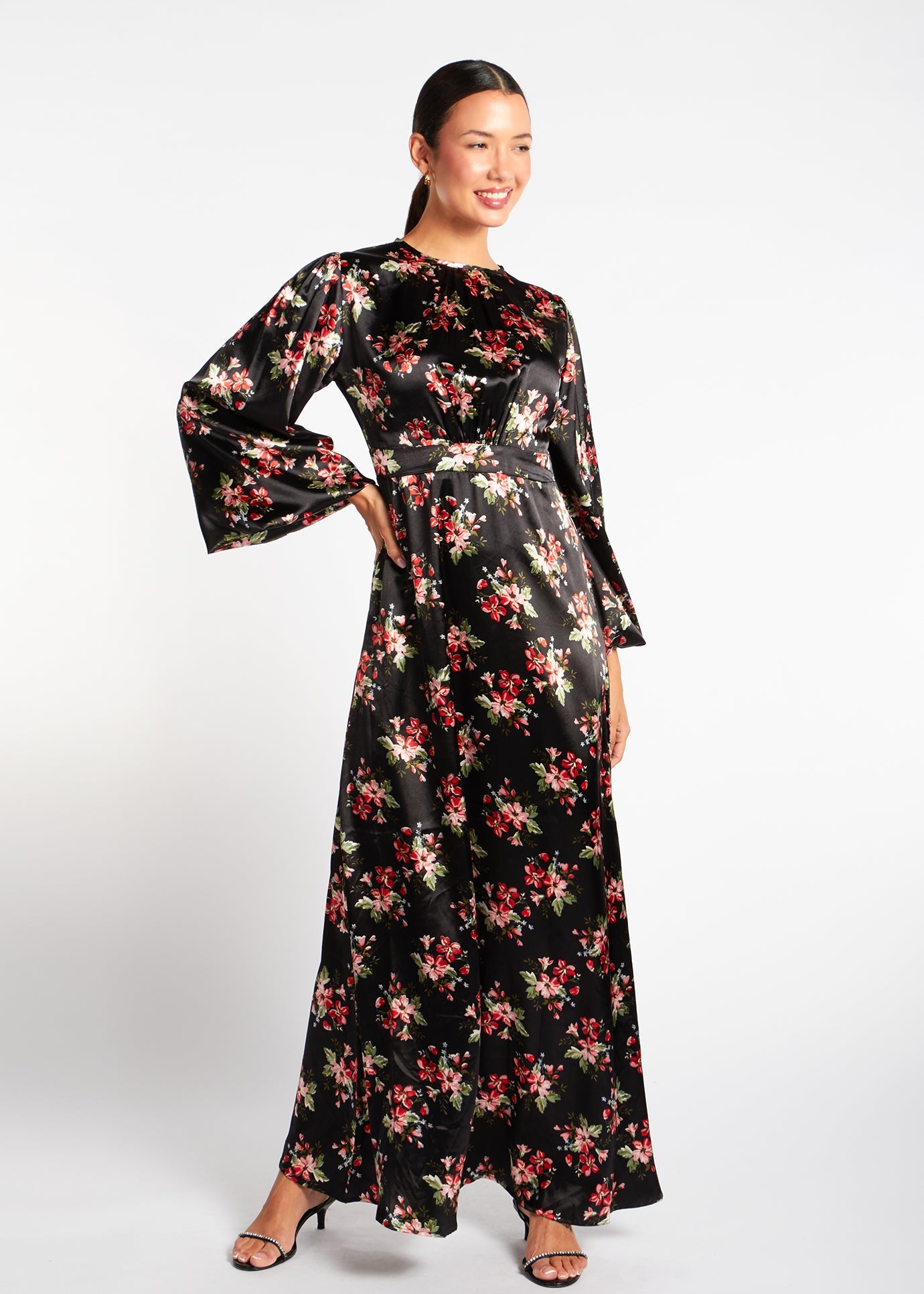 modest satin dresses Soft Floral Maxi | Maxi beaded homecoming dresses Purple Floral A-Line Short Low temperatures shouldbe applied Color:SHADOW LEAVES