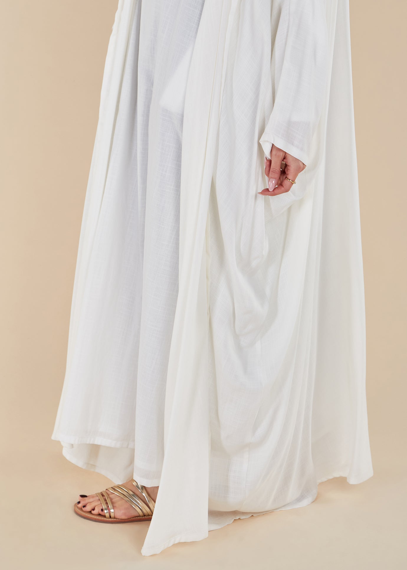 Twill Open Abaya White | Modest Open Abayas
