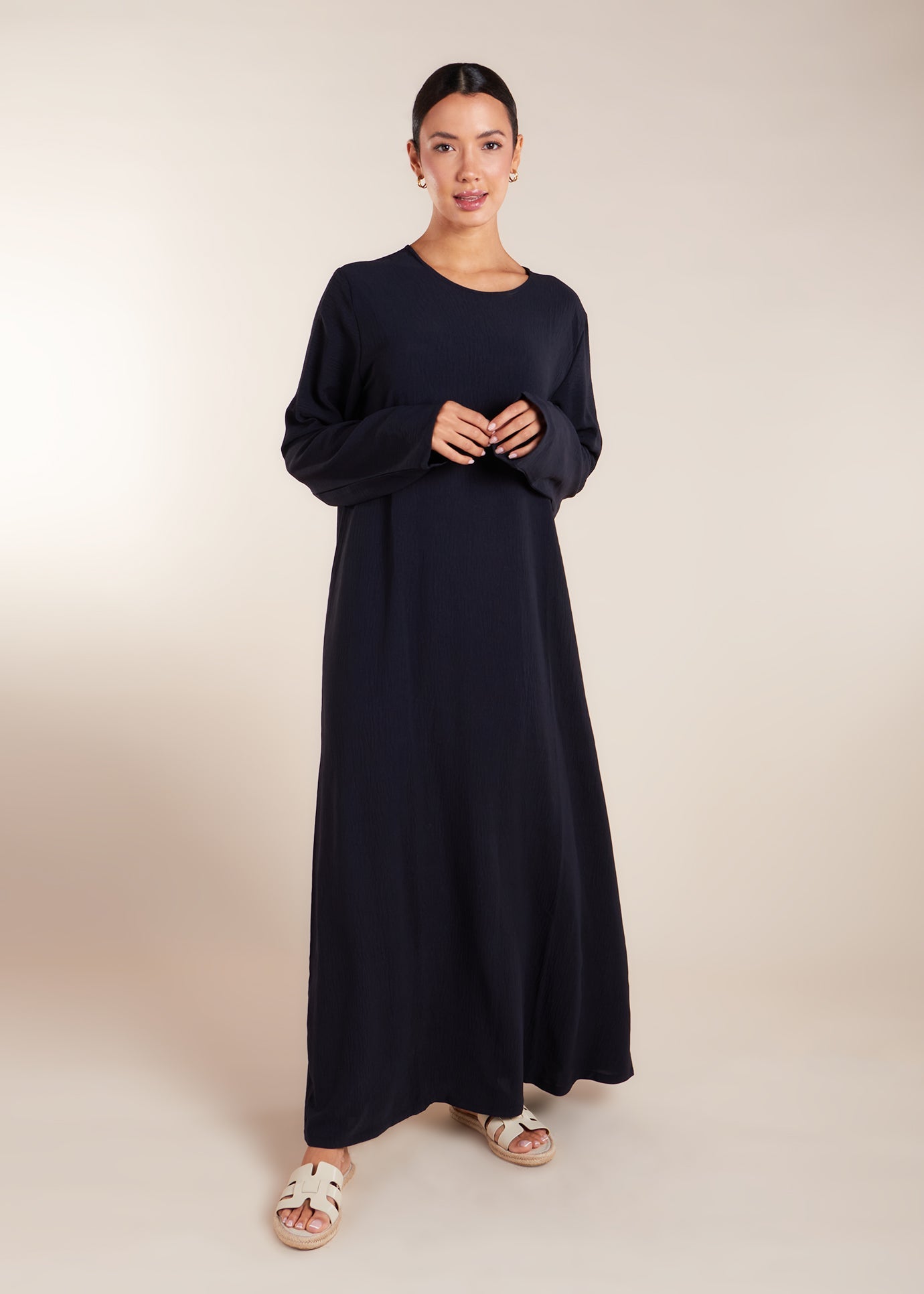 Two Piece Open Abaya with Slip Navy | Modest Co Ords | Aab Modest Wear Two Piece Open Abaya with Slip Navy | Modest Co Ords | Aab Modest Wear
