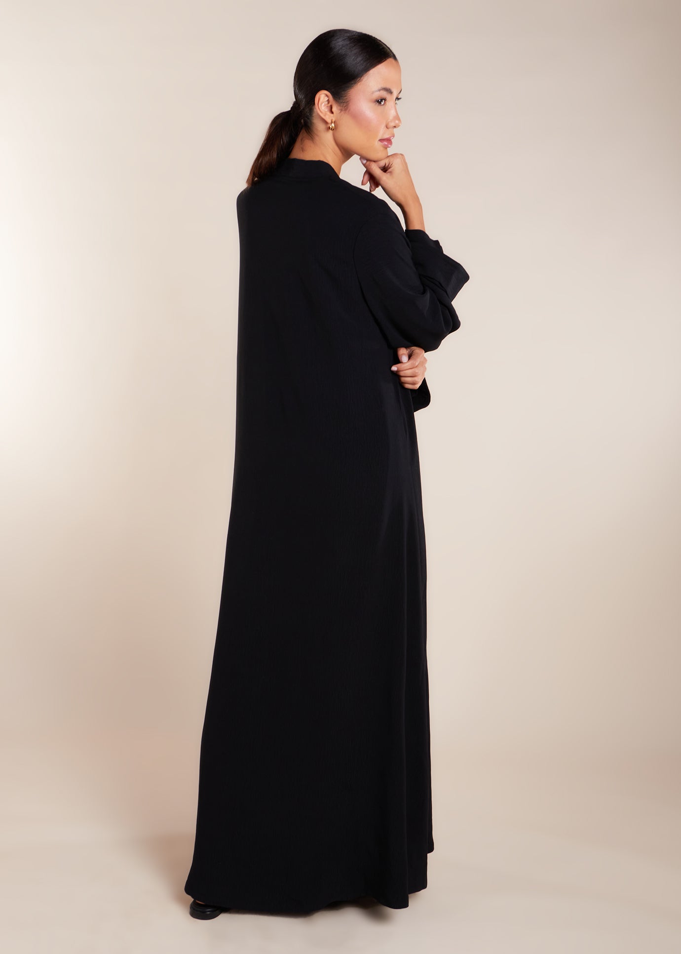 Two Piece Open Abaya with Slip Black Two Piece Open Abaya with Slip Black