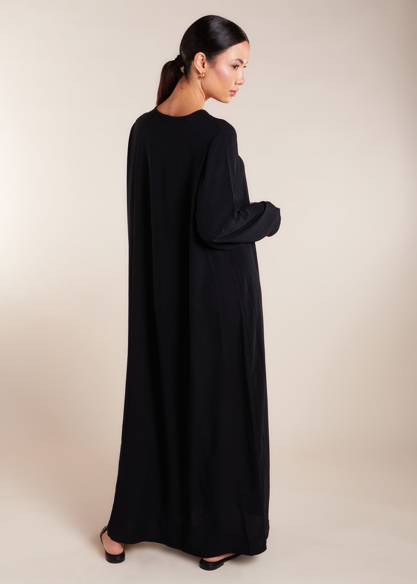 maxi abaya dress Isabella Back Tie Linen Maxi Dress Abaya 941