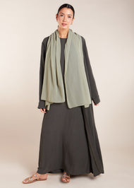 Two Piece Open Abaya with Slip Khaki