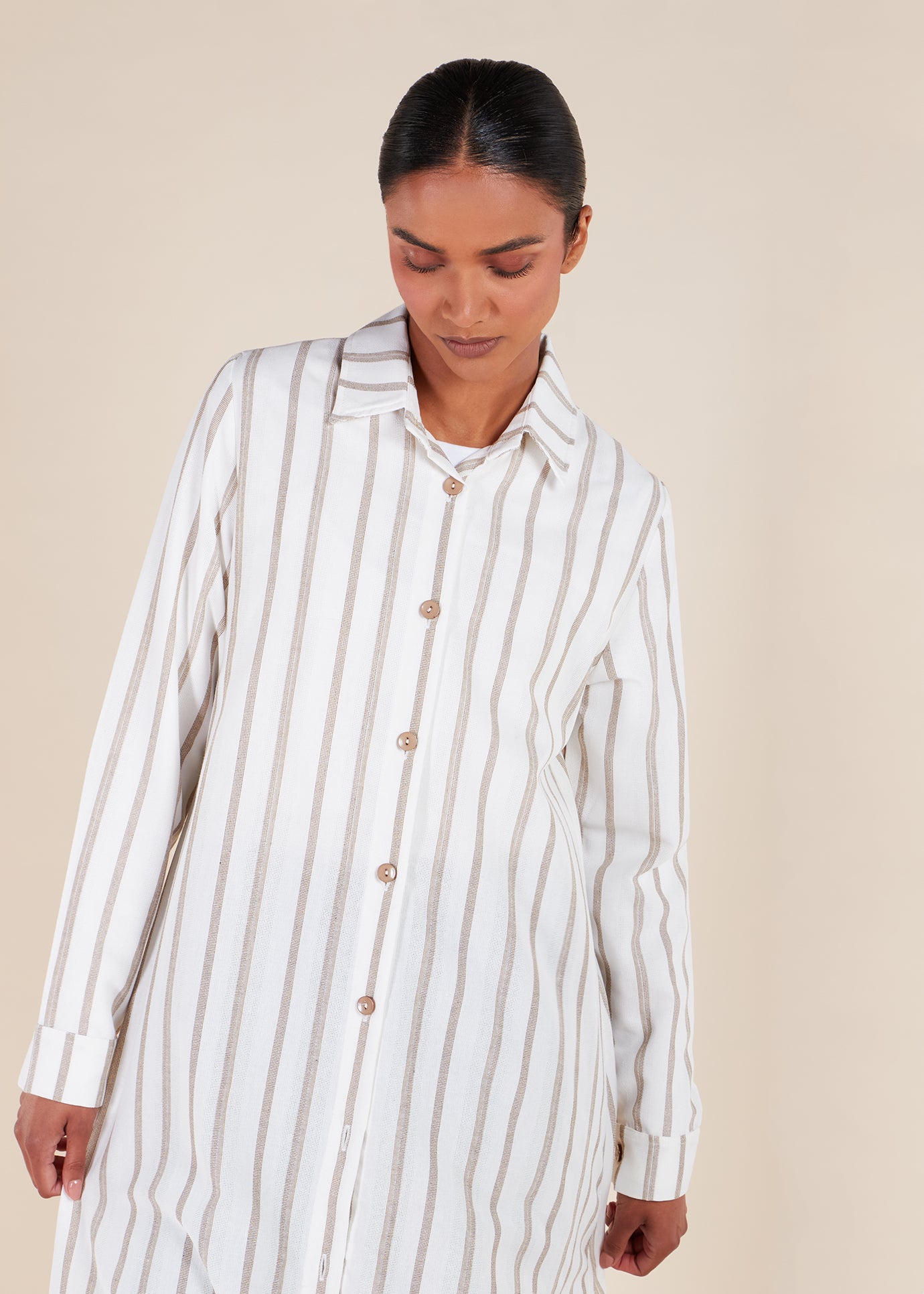 Muji Shirt Dress Cream | Modest Shirt Dresses | Aab Modest Wear Muji Shirt Dress Cream | Modest Shirt Dresses | Aab Modest Wear