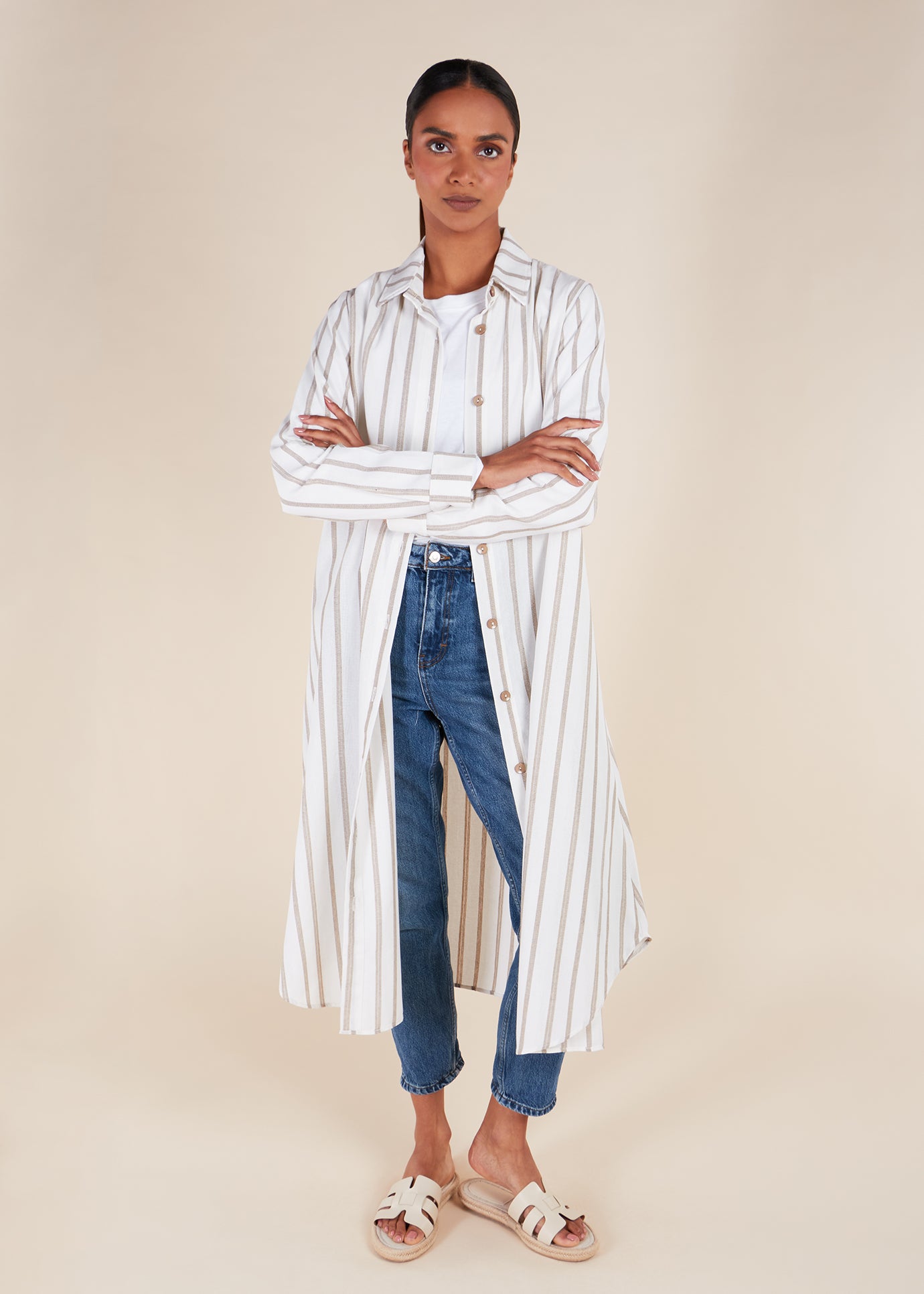 Muji Shirt Dress Cream Muji Shirt Dress Cream