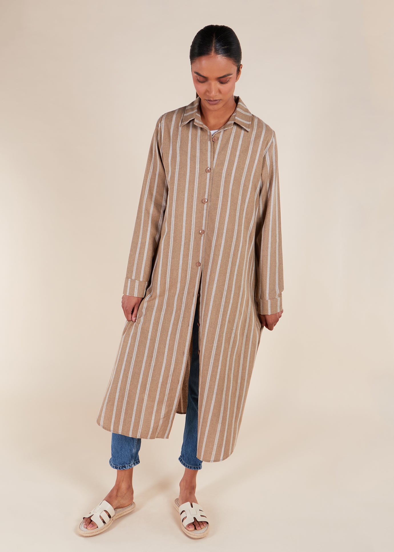 Muji Shirt Dress Beige | Modest Shirt Dresses