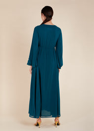 Waist Pleat Abaya Sea Green