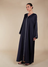 Zip Front Abaya Navy