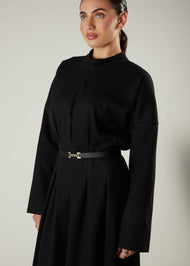 Shutter Pleat Abaya Black