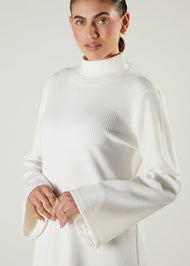 Turtle Neck Abaya Off White