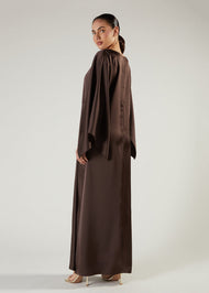 Satin Abaya Brown