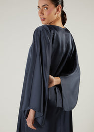 Satin Abaya Blue