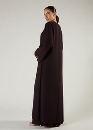 Chiffon Two Piece Abaya Burgundy