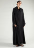 Textured Open Abaya Black