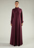 High Neck Abaya Winter Berry