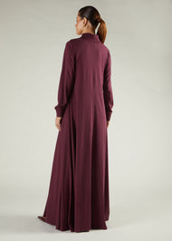 High Neck Abaya Winter Berry