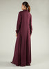 High Neck Abaya Winter Berry