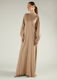 Turtle Neck Abaya Pewter